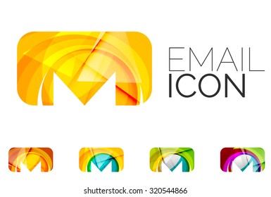 Set of abstract email icon, business logotype concepts, clean modern geometric design. Created with transparent abstract wave lines