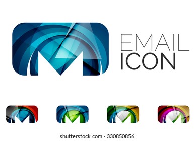 Set of abstract email icon, business logotype concepts, clean modern geometric design. Created with transparent abstract wave lines