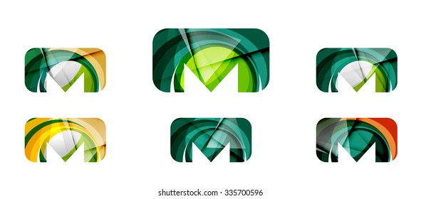 Set of abstract email icon, business logotype concepts, clean modern geometric design. Created with transparent abstract wave lines
