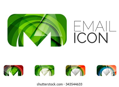 Conjunto de ícono de correo electrónico abstracto, conceptos de logotipo de negocios, diseño geométrico moderno limpio. Creado con líneas de onda abstractas transparentes