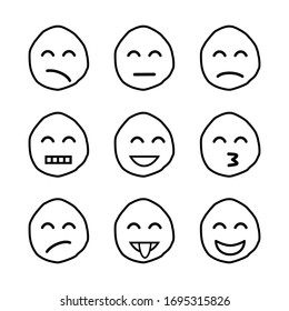 Set abstract emoticons with various expressions.