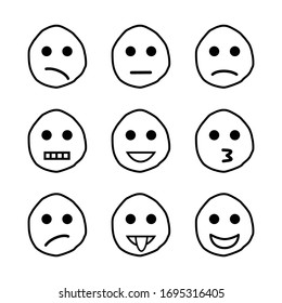 Set abstract emoticons with various expressions.