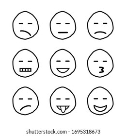 Set abstract emoticons with various expressions.