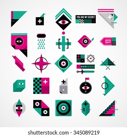 Set of abstract esoteric elements.