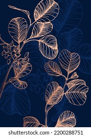 Set of Abstract Eucalyptus Hand Painted Illustrations for Wall Decoration, minimalist flower in sketch style. Postcard, Social Media Banner, Brochure Cover Design Background. Modern Abstract Painting.