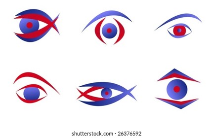 set of abstract eyes for design