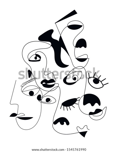 Set Abstract Face One Line Drawing Stock Vector Royalty Free 1545761990,Mid Century Modern Graphic Design Patterns