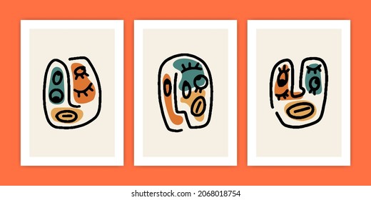 Set of Abstract Face for Poster Print