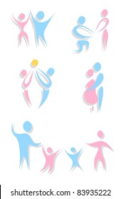 Set of abstract family icons (vector)