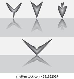 Set of abstract fancy arrow logos, signs or symbols in black and white. Vector illustration.