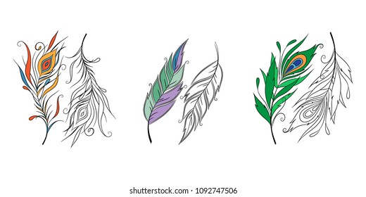 Set of abstract feathers.