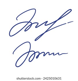 Set of abstract fictitious fake autographs in black ink. Vector illustration of EPS10