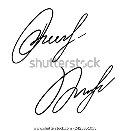Set of abstract fictitious fake autographs in black ink. Vector illustration of EPS10