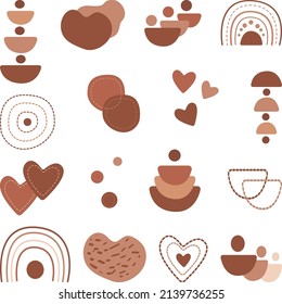 A set of abstract figures in neutral tones. Simple vector illustration, for children, magazines, advertising, logo, mobile applications.