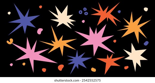 Set of abstract figures and shapes. Geometric figures. Flow textures. Modern stickers in retro and vintage 90s style. 2000s. Collection Wave, clouds and bubbles. Elements in hand drawn style. Groovy