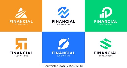 Conjunto de diseño de logotipo de símbolo financiero abstracto.