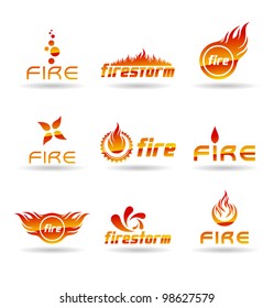 Set of abstract fire icons.