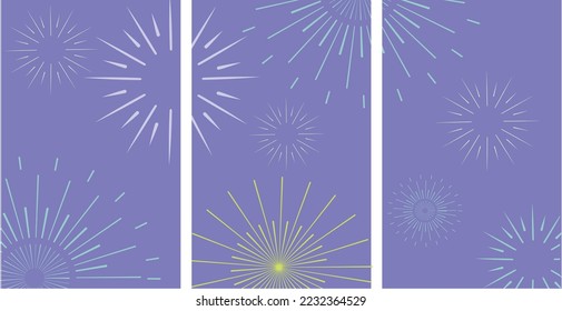 Set abstrakter Feuerwerke auf blauem Hintergrund