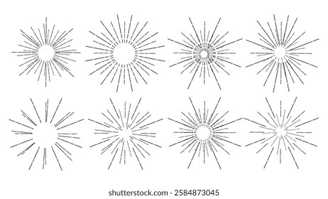 Set of abstract fireworks on a white background, festive concert, bright lights of fireworks