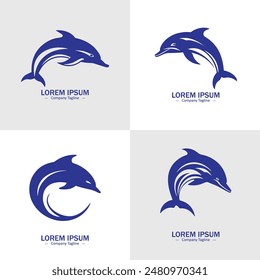 Set of Abstract Fish silhouette logo icons, with a white background for your company, the shark logo design ideas