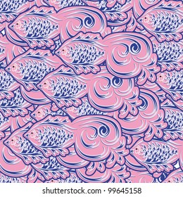 set of abstract fishes. Vector background