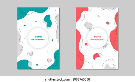 Set Abstract Flat Curve Geometric Shapes Cover Background. Good For Poster, Banner, Flyer, Brochure Or Presentation.