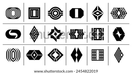 Set of abstract flat line letter O logo, number 0 design