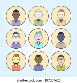 Set of Abstract Flat Simple Cartoon Avatars. Vector
