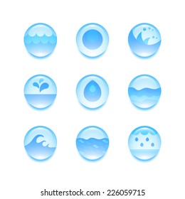 Set of abstract flat water icons, vector design elements