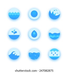 Set of abstract flat water icons, vector design elements