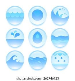 Set of abstract flat water icons, vector design elements