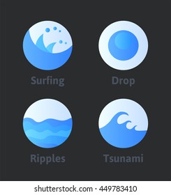 Set of abstract flat water icons, vector design elements
