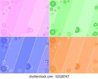 Set of abstract floral background in four colors
