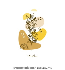 Ajuste el fondo floral abstracto aislado en blanco. Dibujo manual vectorial hojas fondo para papel, cubierta, tela, decoración interior.