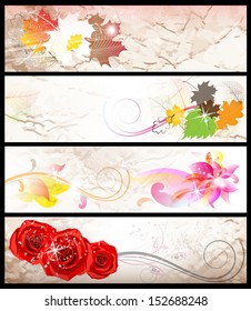 Set Of Abstract Floral Backgrounds
