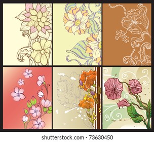 set of abstract floral backgrounds