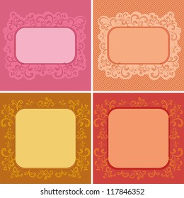 Set abstract floral backgrounds: symbolical flowers and frames. Vector