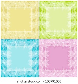Set abstract floral backgrounds: white flowers silhouette and frames. Vector eps10, contains transparencies