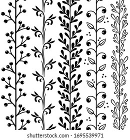 Conjunto de bordes florales abstractos; ilustración vectorial.