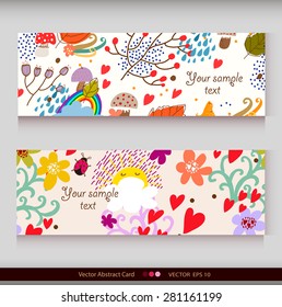 Set of abstract floral cards