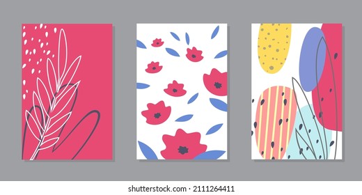 Set of abstract floral cards. Vector illustration.