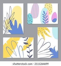 Conjunto de tarjetas florales abstractas. Ilustración vectorial.