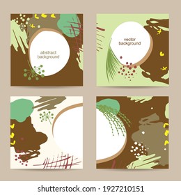 Set of abstract floral colorful square templates. Stylish backgrounds. Templates for invitations, cards. Vector illustration.