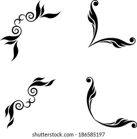set of abstract floral corners