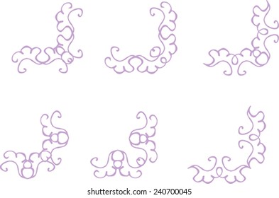 Set of abstract floral corners