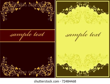 Set of Abstract floral design for book and postcard