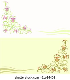 Set of Abstract floral design for book and postcard