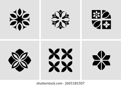 Set of Abstract Floral Design Elements