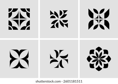 Set of Abstract Floral Design Elements