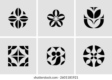 Set of Abstract Floral Design Elements